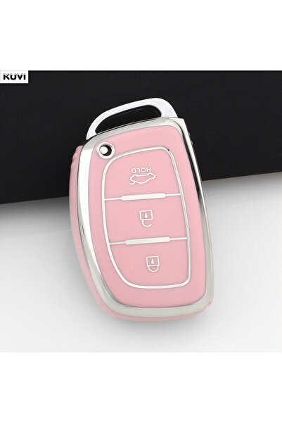 Choice5 غطاء مفتاح السيارة الذكي من مادة TPU باللون الوردي، بثلاثة أزرار، منا...
