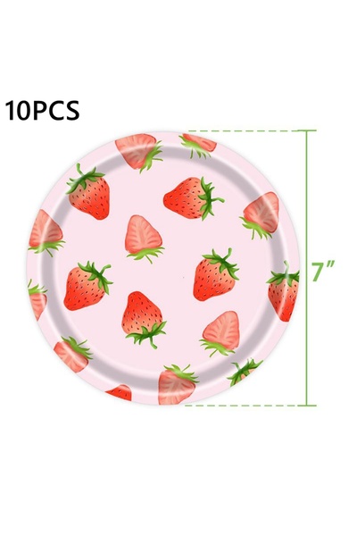 choice2 7inch Plates Pink Strawberry Tableware Plates Ballo Strawberry Birthd...