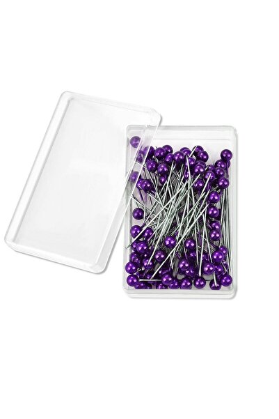 Choice10 دبابيس خياطة دائرية ملونة برأس لؤلؤي، لون بنفسجي، 100 قطعة/علبة، طول...