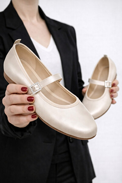 STOCON Aria Women's Satin White Round Toe Buckle Women's Ballerinas – Stylish...