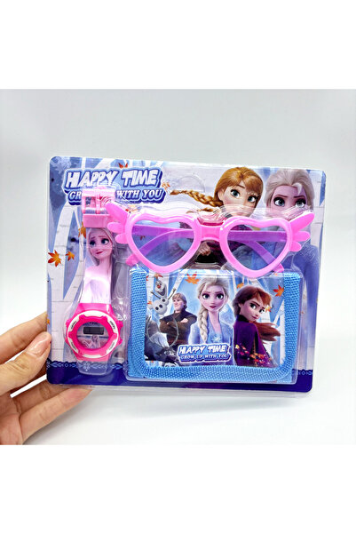 Choice5 ساعة أطفال أنيقة بتصميم يونيكورن وهيلو كيتي مع محفظة ونظارات، ساعة سب...