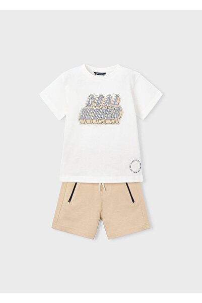 MAYORAL Хлопчачий комплект шортів з трикотажу кремового кольору