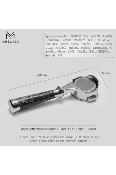Choice9 E61-58black-2ear MUVNA Espresso Bottomless Portailfter Lucifer Series...