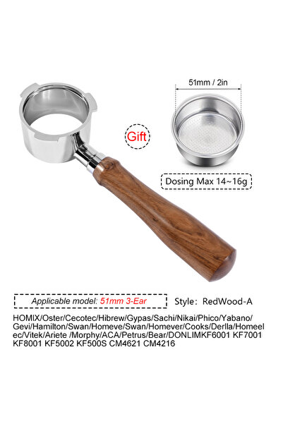 Choice1 حامل فلتر قهوة بدون قاعدة مقاس 51 مم من دونليم روزوود، مزود بسلة لكوب...