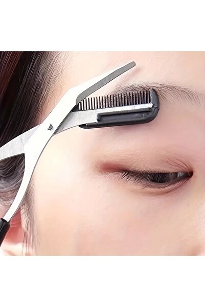 Choice7 black 01 Stainless Steel Eyebrow Trimmer Scissors & Comb Set - Precis...