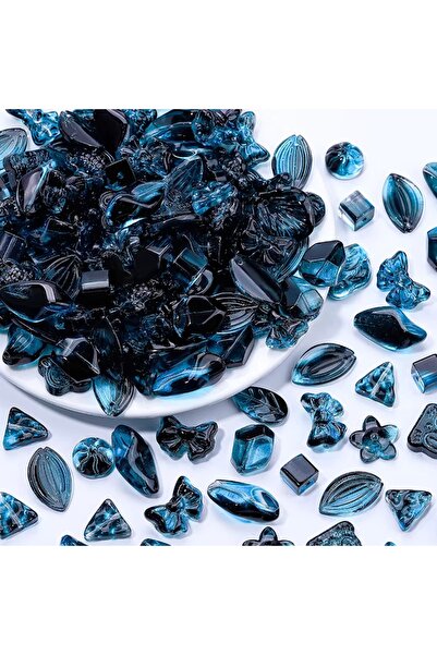 Choice12 Black blue 50g/lot Glass Mixed Shape Beads Loose Spacer Beads for Je...