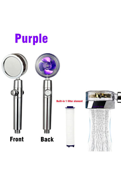 Choice4 رأس دش توربو مروحة أرجوانية تدور 360 درجة مع رذاذ موفر للمياه عالي ال...