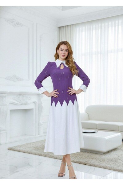 alqarat فستان "بيرلا" متوسط ​​الطول بخصر مموج