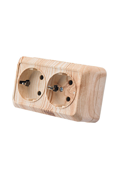 Choice3 EU 2 Socket With Ground Wood With Ground Wall Surface Plugs Sket Clas...