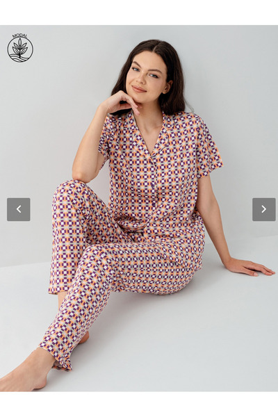 Arnetta Women'S, Modal, Shirt Collar, (with Socks as a Gift), Pajama Set