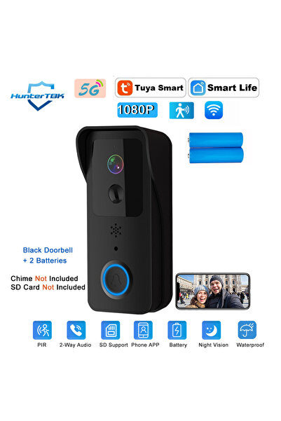 choice2 EU Plug No Chime No SD-Black 5G 2.4G WiFi Video Doorbell 1080P Tuya S...