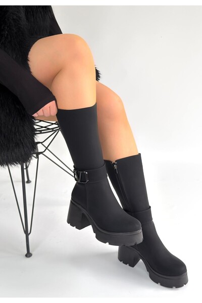 STUMBANNG Moki Black Nubuck Heeled Boots