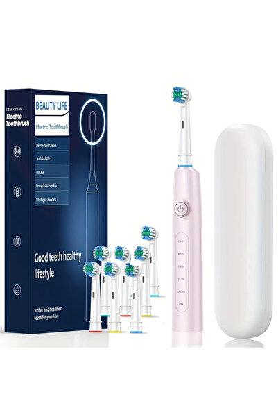 Choice1 Pink 8 Brush BOX Electric Toothbrush Rotary Cleaning Teeth Brush Wate...