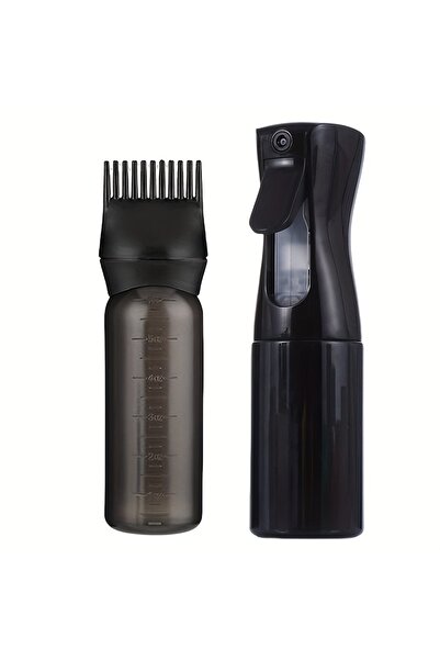 Choice1 Black 2-Pack Plastic Refillable Continuous Spray Bottles with Root Co...