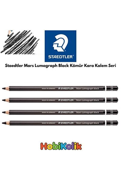 Hobikolik Staedtler Mars Kömür Lumograph Black Dereceli Kara Kalem Eskiz Çizi...