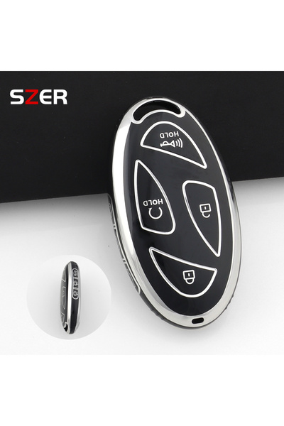 Choice1 غطاء مفتاح السيارة الذكي الأنيق من مادة TPU باللون الأسود، بسبعة أزرا...