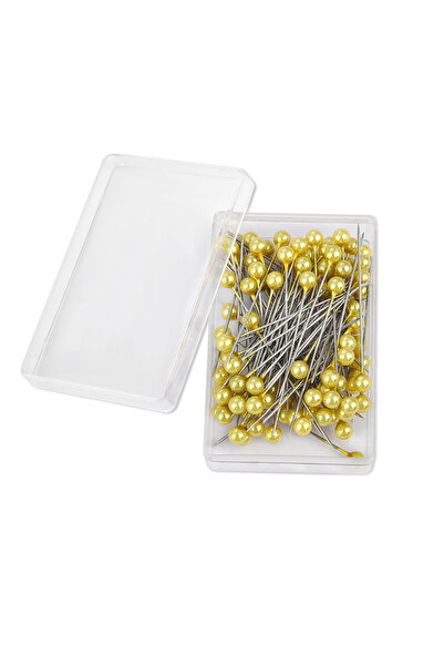 Choice7 100 قطعة/علبة، إبر خياطة ذهبية اللون برأس لؤلؤي دائري، طول 38 سم، دبا...