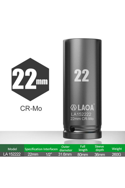 Choice6 22mm LA152222 LAOA 1/2 inch Hex Sket Wrench Head 17-32mm Used on Ratc...