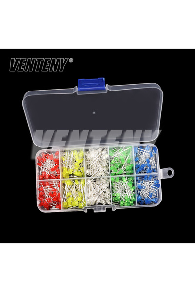 Choice28 3MM-Box-500pcs 3mm 5mm LED Diode Assorted Kit White Green Red Blue Y...