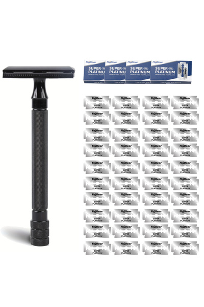 Choice3 ماكينة حلاقة آمنة بمقبض واحد و40 شفرة مع فرشاة، ماكينة حلاقة كلاسيكية...