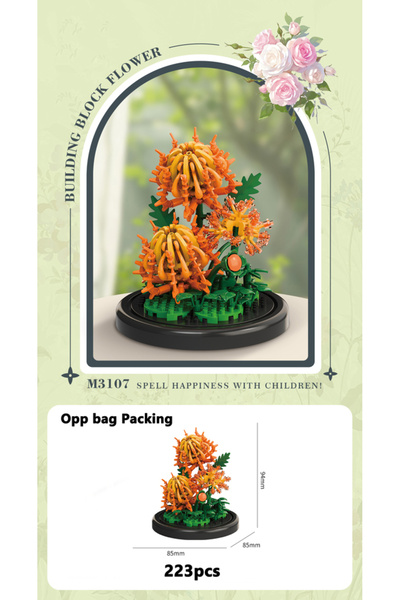 choice2 3107 باقة زهور أبدية، نباتات مزروعة في أصيص، مكعبات بناء صغيرة، نموذج...