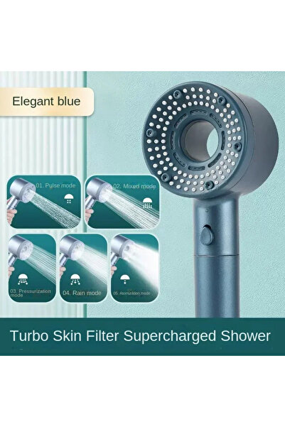 Choice رأس دش أزرق أنيق قابل للتعديل بخمسة أوضاع، دش مطري، رأس دش ذو تدفق كبي...