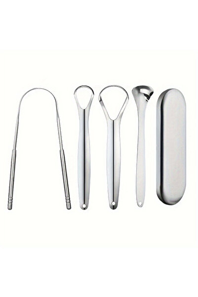 Choice1 4 Piece Set Box Adult Tongue Scraper Set:Stainless Steel Spoon shaped...