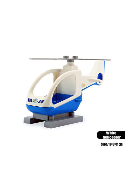 Choice16 مروحية بيضاء، مقطورة، سيارة، دراجة نارية، قارب، مكعبات بناء كبيرة، م...