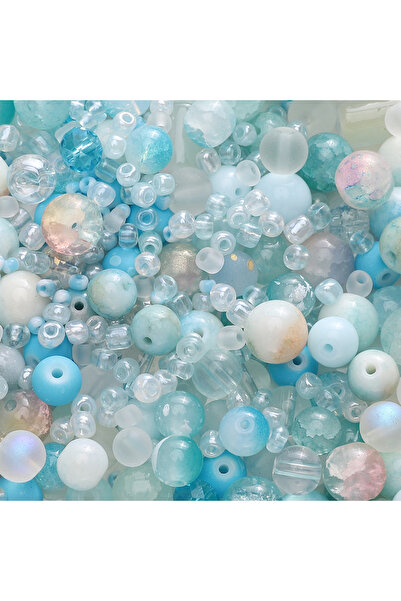 Choice3 90g blue series 90g 3-12mm Mixed Size Glass Beads Loose for DIY Jewel...