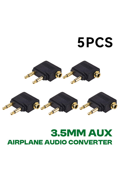 Choice4 5 قطع سوداء بالجملة، من 1 إلى 10 قطع/مجموعة، محول صوت طائرة AUX مقاس ...