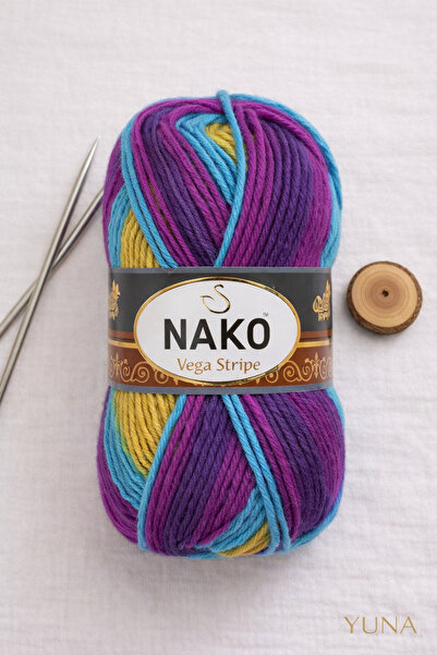 NAKO خيط حياكة فيجا سترايب 82410، خيط حياكة للهواة