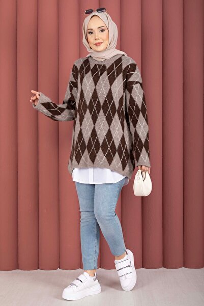 EBRUTESETTÜR Softie Baklava Patterned Knitwear Sweater Mink
