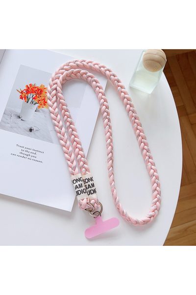 Choice6 حبل تعليق للهاتف المحمول من بوليستر /النايلون، وردي اللون، بثلاثة خيو...