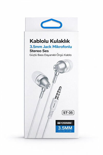 Universal Kablolu Kulaklık 3.5mm Jack Mikrofonlu Stereo Ses Güçlü Bass Dayanı...