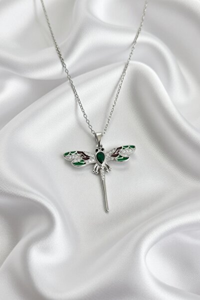 Jadem Gold 316L Stainless Steel Dragonfly Model Zircon Stone Women's Necklace