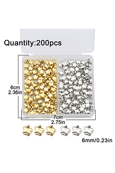Choice38 TH31-6mm Star Boxed CCB Beads Kit Golden Silvery,Star Heart Round Lo...