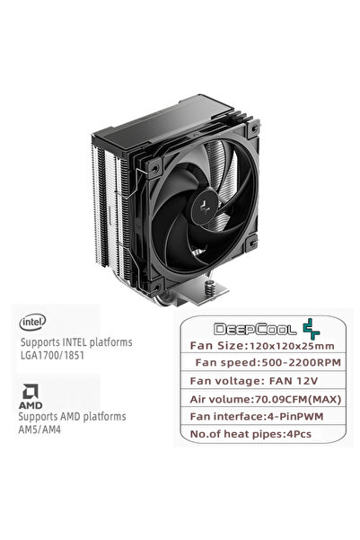 Choice4 كما هو موضح، مبرد المعالج AG400 G2 أسود من DEEPCOOL، مزود بأربعة أناب...