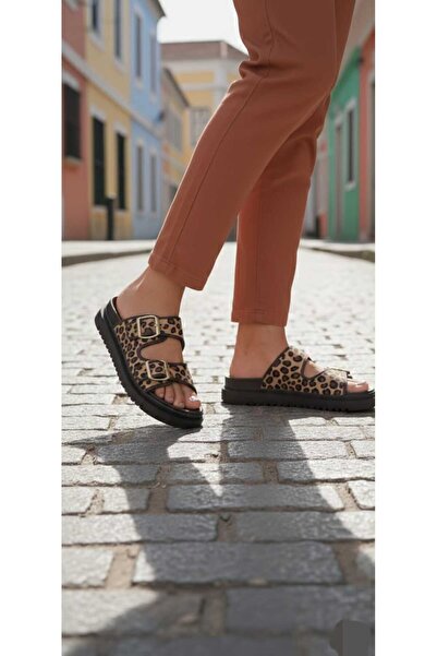 SH SİLVER MODA Women's Double Buckle Slippers