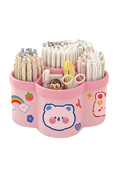 Choice1 Cherry pink Rotating Pen Holder Desk Organizers Large Capacity Pen St...