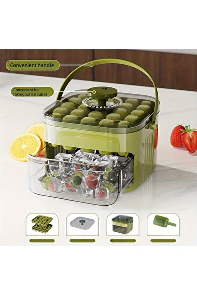 choice2 قالب مكعبات ثلج أخضر اللون، ٥٠ خانة، يُضغط يدويًا، من نوع الضغط (لا ي...