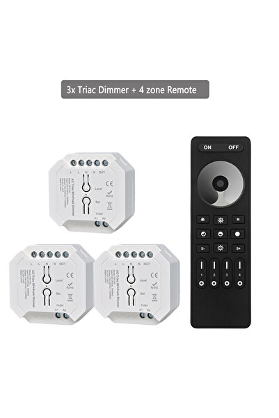 Choice4 3xDimmer Remote 4-zone Wireless AC Triac LED Dimmer 110V 220V 230V Pu...