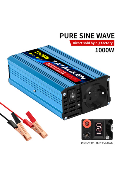 Choice7 محول طاقة أوروبي 12 فولت 1000 واط 50 هرتز، موجة جيبية نقية، 2500 واط/...