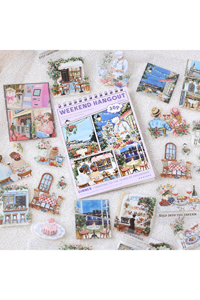 Choice1 مجموعة ملصقات تزيينية من مادة PET مكونة من 30 قطعة، ملصقات جاهزة للتد...