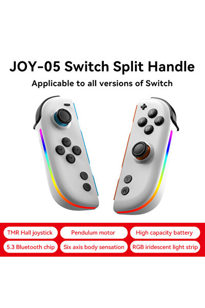 Choice5 JOY5-White Joy Controller BT 5.2 RGB LED Switch L/R Joypad for Switch...