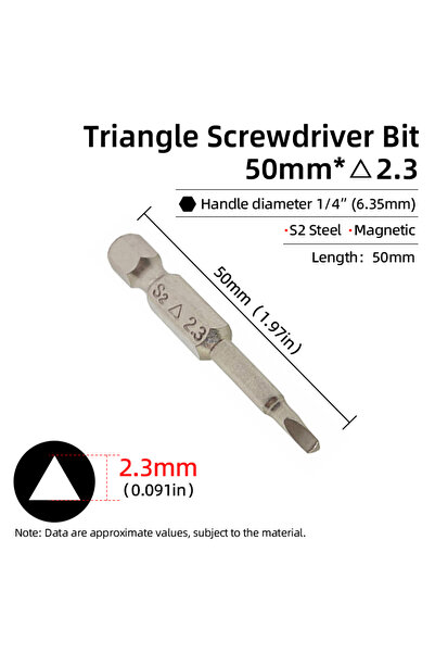 Choice11 1Pc 2.3mm Triangle Head Screwdriver Bit Set Magnetic 1/4" Hex S2 Ste...