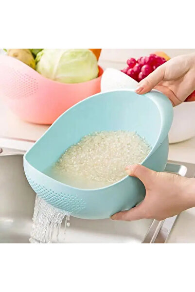 Choice6 مصفاة أرز زرقاء قطعة واحدة، سلة تصريف أرز، مصفاة بلاستيكية، سلة تصريف...