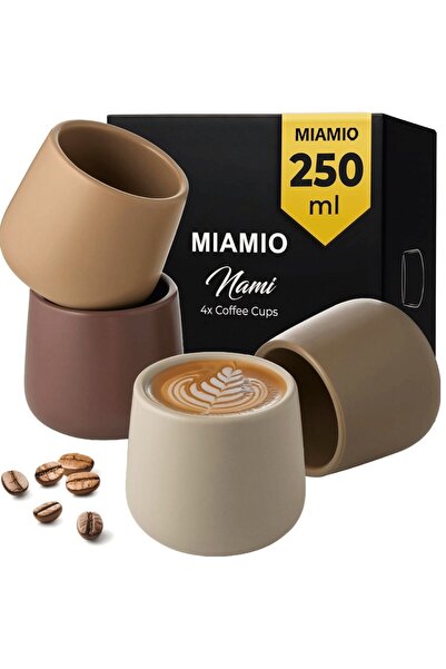 MIAMIO Set of 4 Coffee Mugs, Nami Collection, Ceramic, Beige Canyon Multicolo...