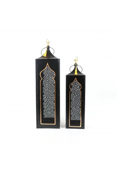 Generic Lantern Set 2 Pieces - Black Gold
