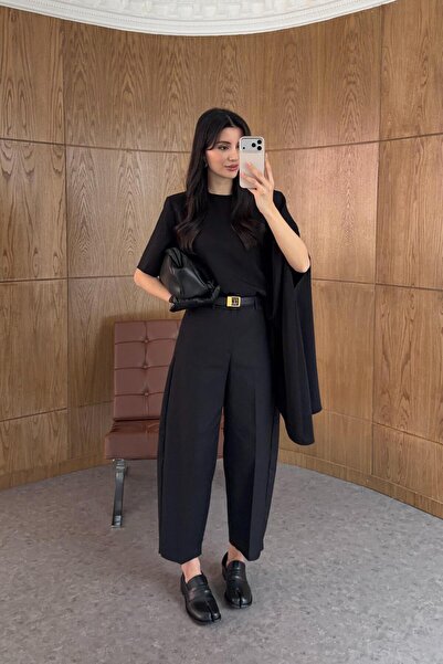 HAZELANNA Skatter Black Fabric Trousers