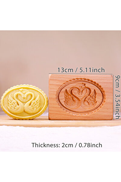 Choice5 قالب بسكويت خشبي على شكل قلب وبجعة، قطعة واحدة، بنقوش قلب وزهور ثلاثي...